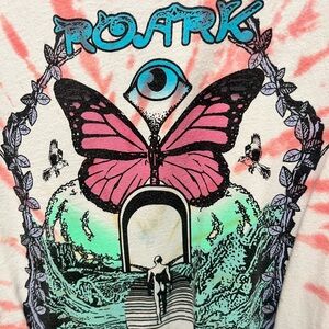 Roark Long Sleeve Tee Pink and Black Butterfly Design